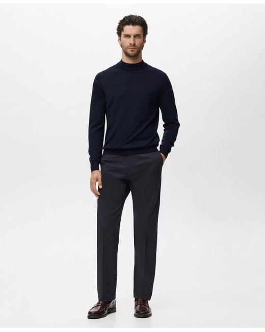 Mango Blue Wool Turtleneck Sweater for men