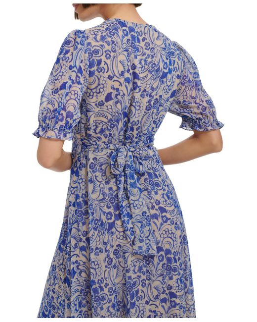 Tommy Hilfiger Blue Printed High-low Midi Dress
