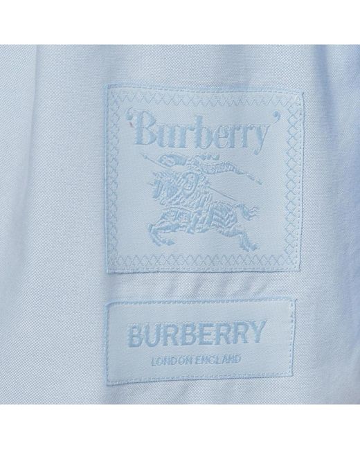 Pre-owned Burberry Blue Cotton Belted Short Shirt Dress