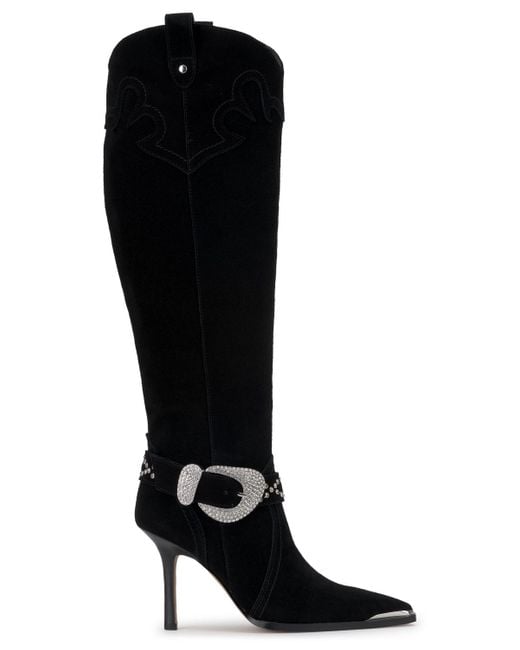 Jessica Simpson Black Kenzin Tall Western Buckle Dress Boots