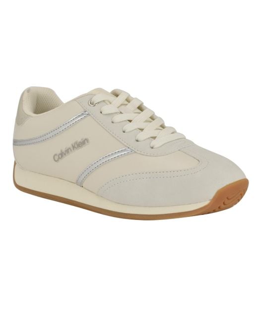 Calvin Klein White Avyenna Retro Lace-up Sneakers