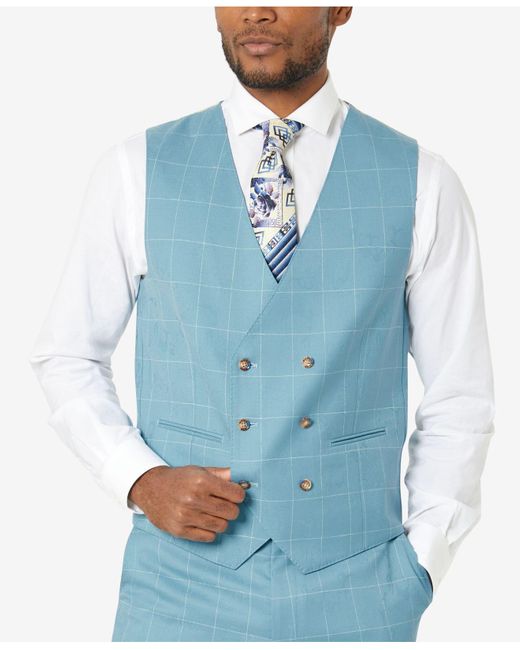 Tayion Collection Classicfit Wool Suit Vest in Blue for Men Lyst