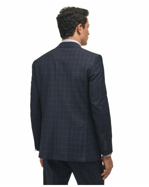 Brooks Brothers Blue Classic-fit Windowpane Suit Jacket for men