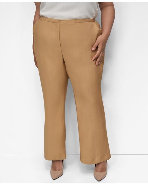 DKNY Natural Plus Size Sueded Canvas High-rise Pants