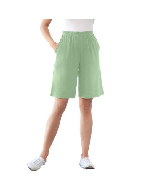 Woman Within Green Plus Size 7-day Knit Short