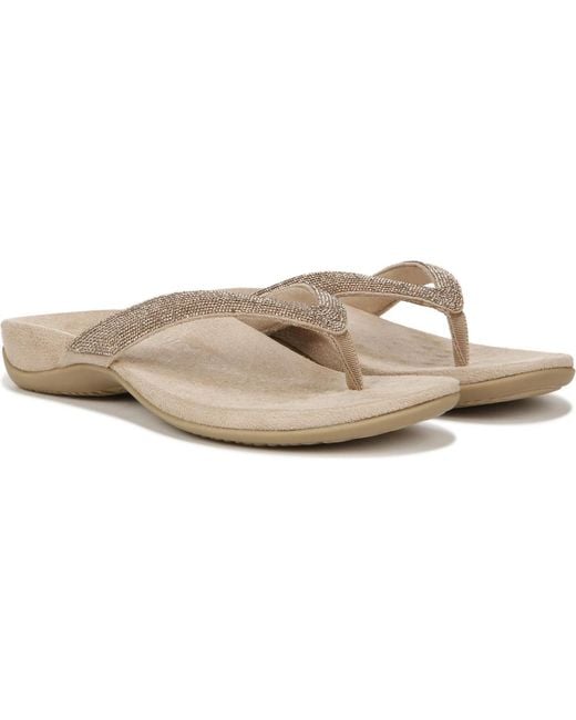 Vionic White Dillon Shine Thong Sandals