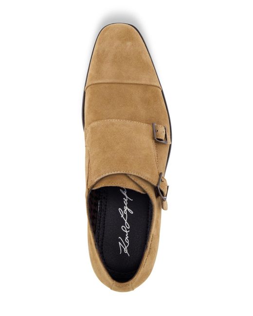 Karl Lagerfeld Brown Double Monk Cap Toe Dress Shoe for men