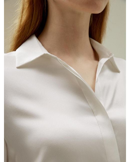 LILYSILK White Basic Concealed Placket Silk Shirt