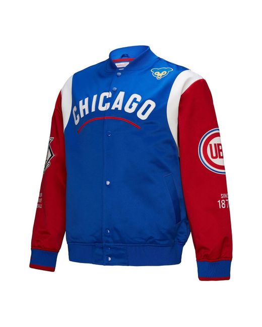 Mitchell & Ness Blue /red Chicago Cubs Cooperstown Collection Team Origins Satin Full-snap Jacket for men