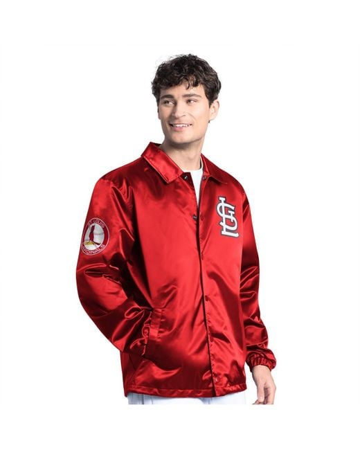 Starter Men's Red St. Louis Cardinals Cooperstown Collection Point Man Full-snap Coaches Jacket
