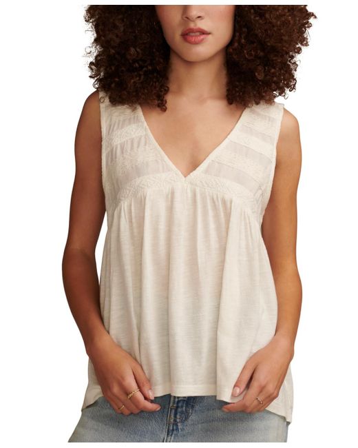 Lucky Brand Multicolor Lace-trim Sleeveless Tunic Tank Top
