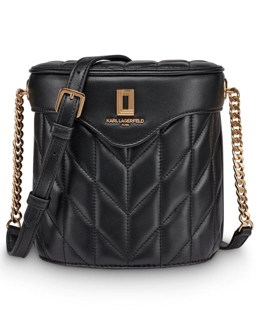 Karl Lagerfeld Black Lafayette Leather Crossbody Bag