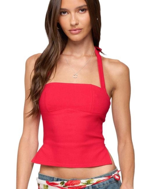 Edikted Red Dara Halter Top