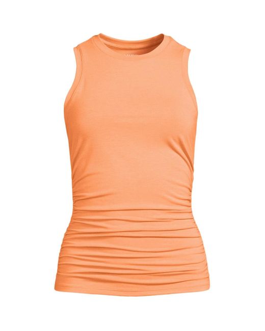 Lands' End White Sleeveless Power Performance Fitted Tank
