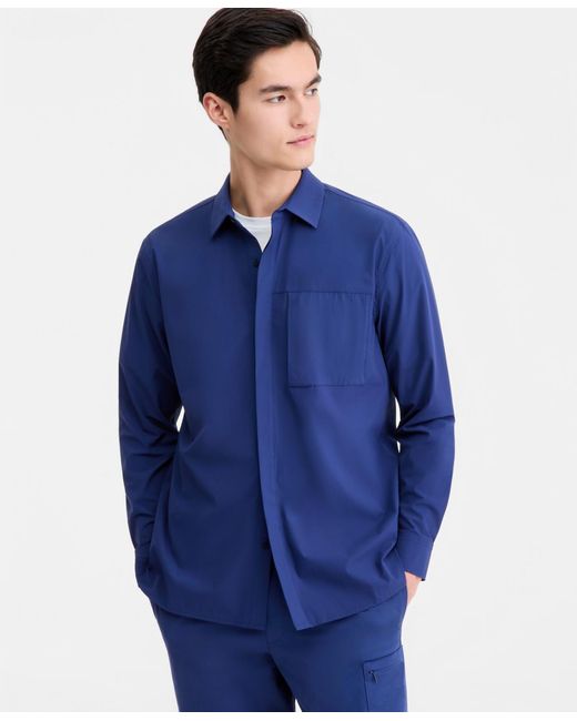 Alfani Blue Stretch Shirt Jacket for men