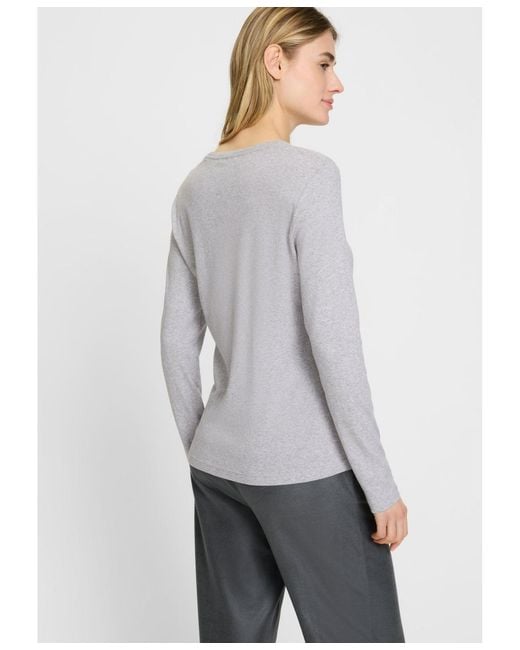 Olsen Gray Solid Long Sleeve T-shirt