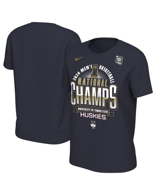 Nike Blue Navy Uconn Huskies 2024 Ncaa Basketball National Champions Locker Room T-shirt for men