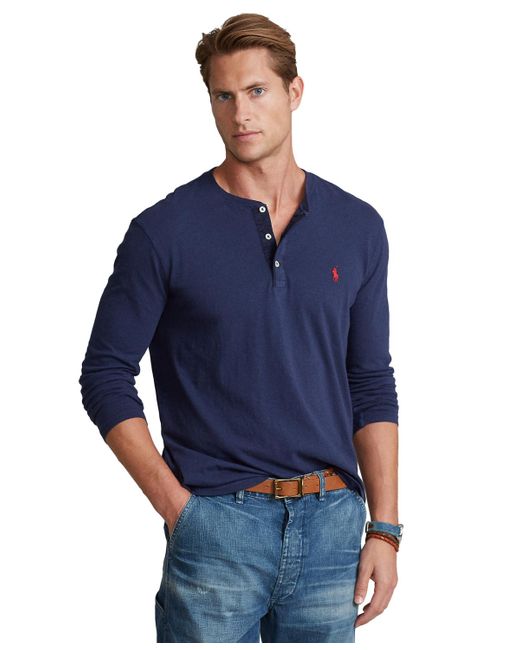 Polo Ralph Lauren Blue Slub Jersey Henley Shirt for men