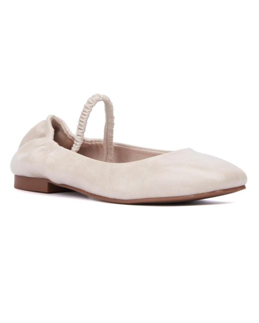 New York & Company White Paris Elastic Back Flat Ballet Flats