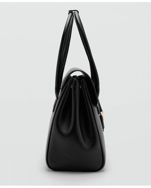 Mango Black Medium City Flap Handbag