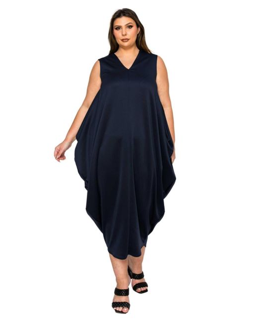 L I V D Blue Plus Size Clover Sleeveless Bubble Hem Dress