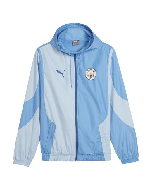 PUMA Blue Manchester City 2023/24 Pre-match Full-zip Hoodie Jacket for men