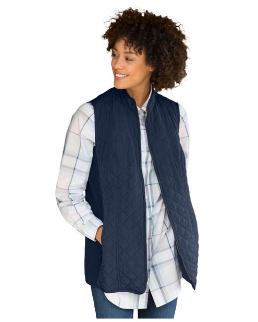 Woman Within Blue Plus Size Zip-front Quilted Vest
