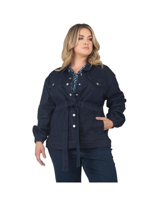 Standards & Practices Blue Plus Size Utility Anorak Denim Jacket