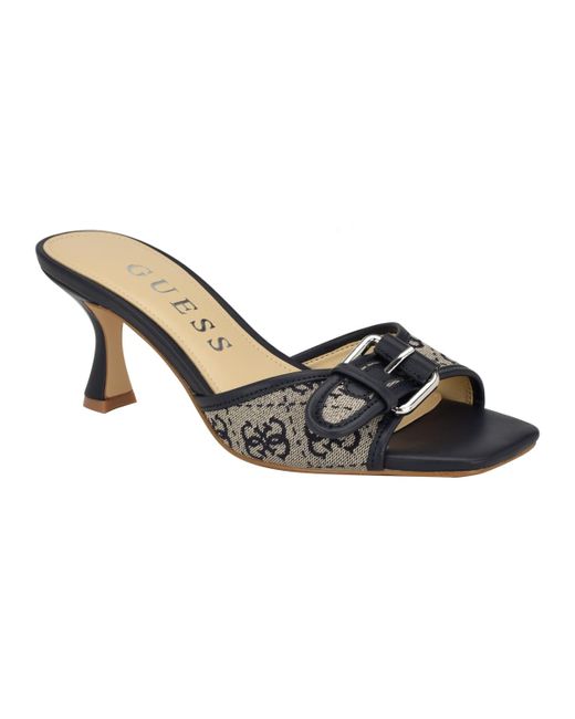 Guess Metallic Dista Buckle Kitten Heel Sandals
