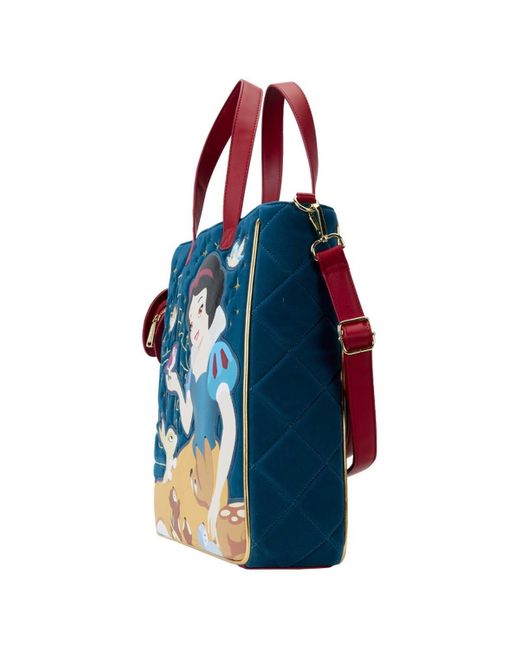 Loungefly Blue Snow White And The Seven Dwarfs Heritage Quilted Velvet Quilted Velvet Tote Bag
