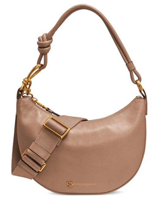 Donna Karan Brown Roslyn Small Leather Hobo Bag
