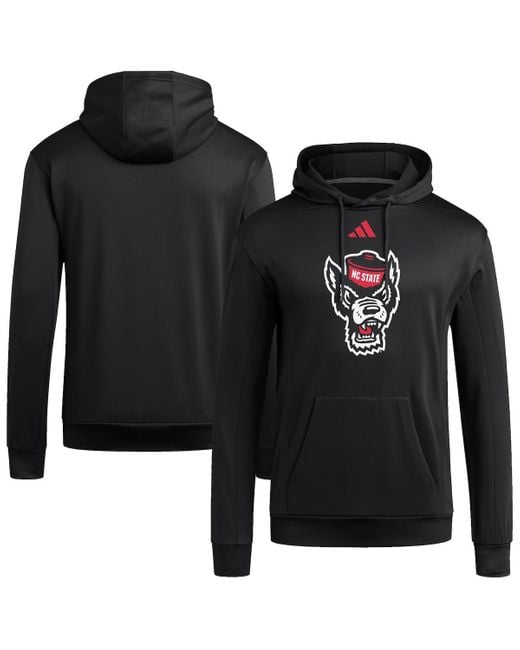 Adidas Black Nc State Wolfpack Locker Logo Fleece Pullover Hoodie for men