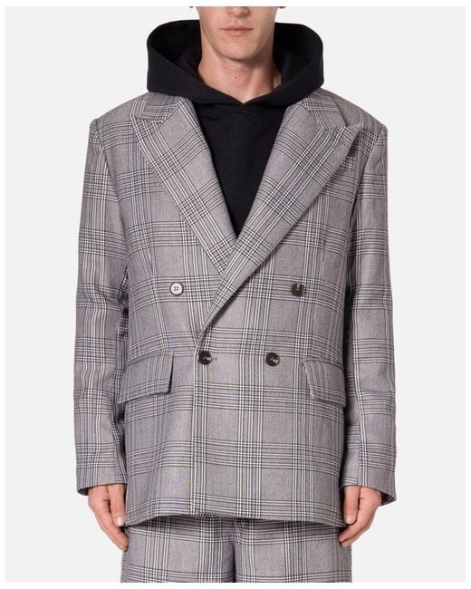 MNML Gray Double Breasted Suit Jacket. for men