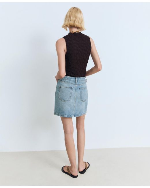 Mango Blue Denim Short Skirt
