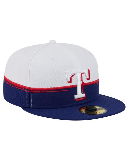 KTZ Blue Royal/white Texas Rangers Paint Stroke 59fiftyâ Fitted Hat for men