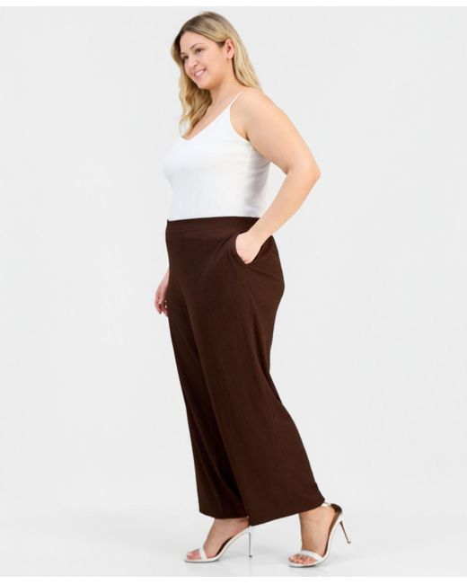 Anne Klein Essentials Brown Plus Size Pull-on Pants