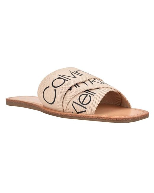 Calvin Klein Natural Bainy Logo Flat Sandals