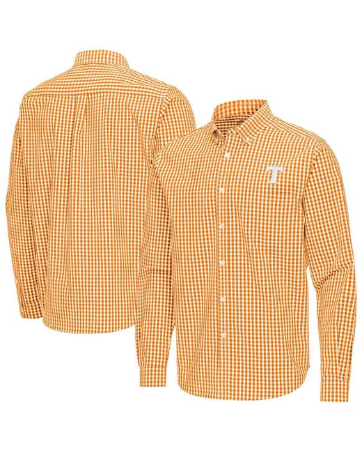 Antigua Natural Tennessee Volunteers Ellis Woven Tri-blend Long Sleeve Button-down Shirt for men