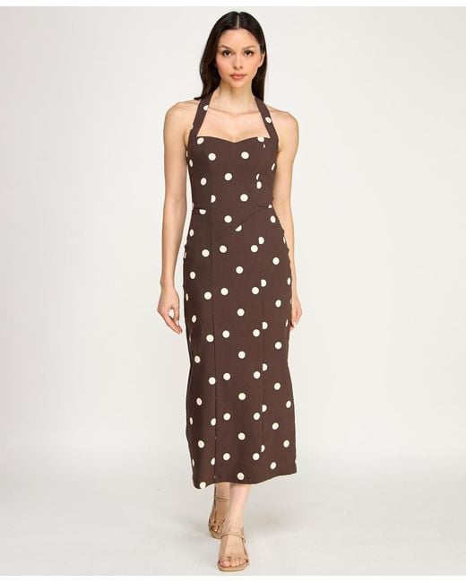 ROW A Women's Sweetheart Halter Neck Slim Midi Dress - www.disolcolor.com