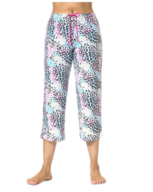 Hue Blue Spring Leopard Printed Capri Pajama Pants