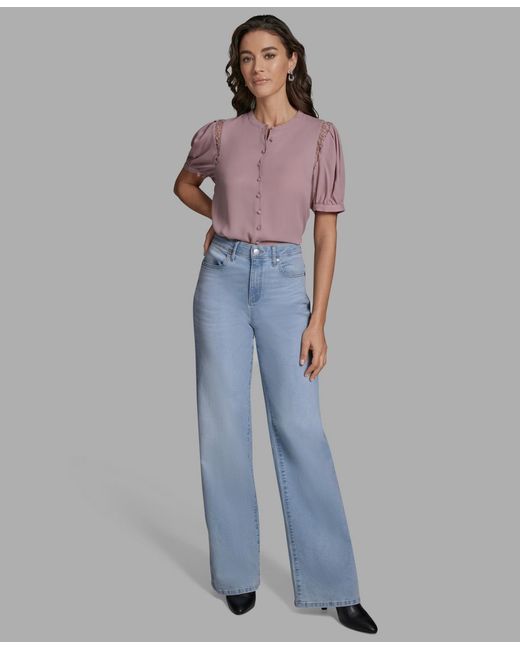 BCBGMAXAZRIA Purple Button Front Top