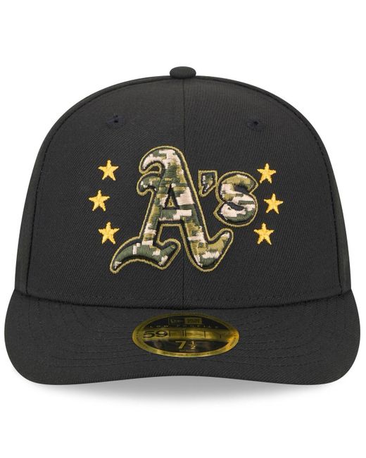 KTZ Black Oakland Athletics 2024 Armed Forces Day Low Profile 59fifty Fitted Hat for men
