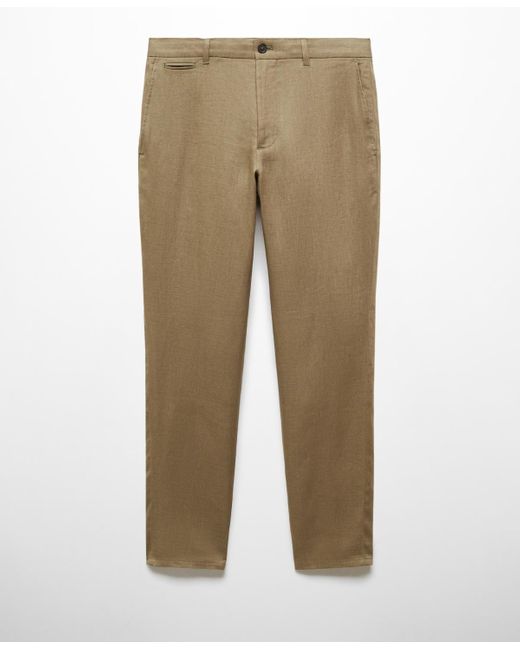 Mango Natural Slim-fit 100% Linen Pants for men