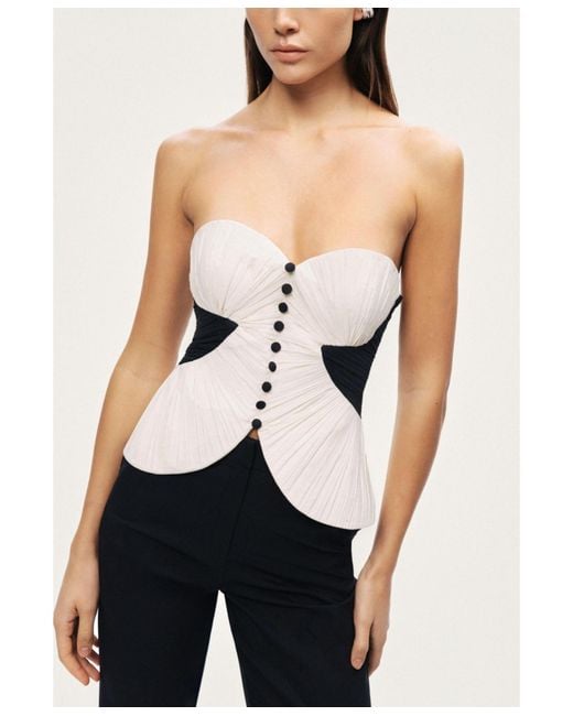 Nocturne Black Structured Strapless Contrast Bustier Top