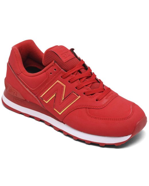 New Balance Red 574 Iridescent Casual Sneakers From Finish Line