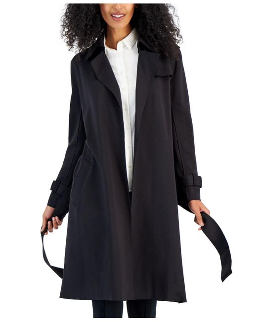Anne Klein Long Compression Trench Coat in Black Lyst