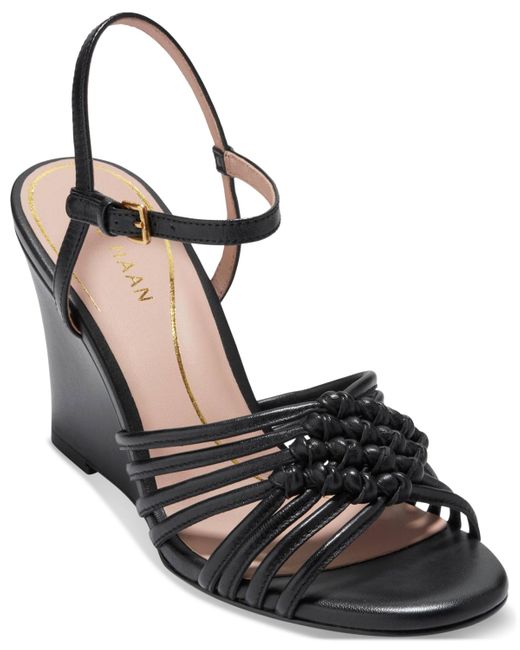 Cole Haan Black Jitney Knot Wedge Sandals