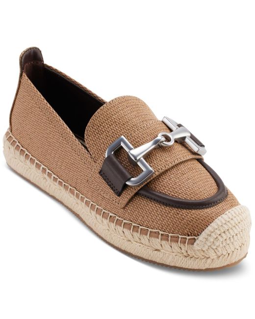 DKNY Brown Mally Slip On Bit Buckle Espadrille Loafer Flats