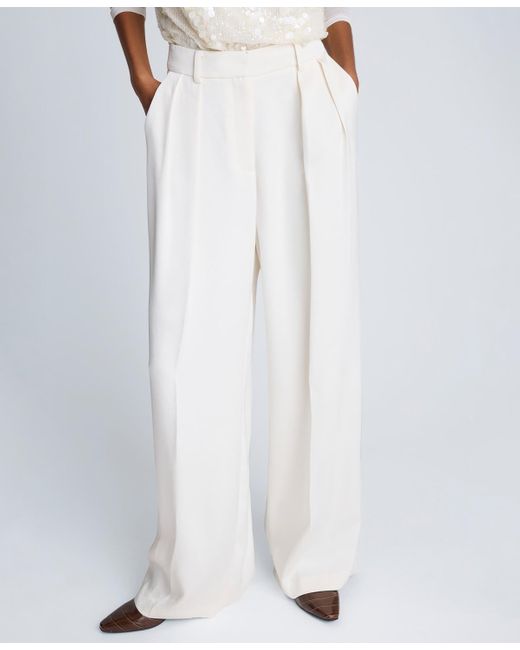 Kenneth Cole White Double Pleated Wide Leg Pants