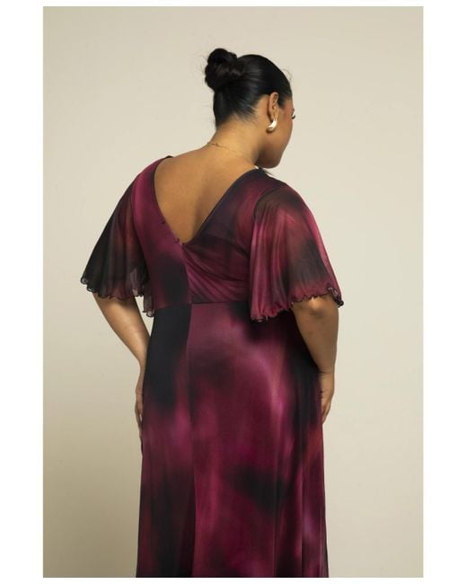 FASHION-SZN CURVE Red Abstract Print Mesh Maxi Dress